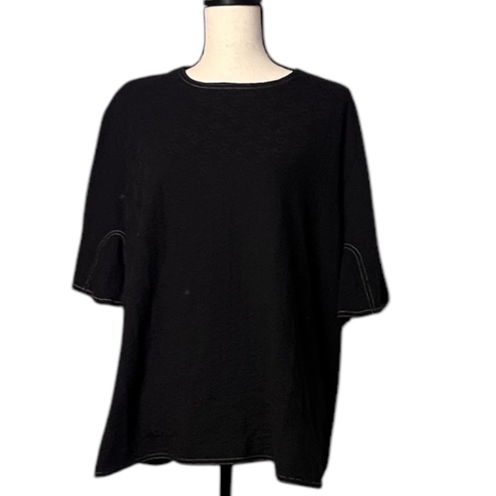 Bendigo Impressions Women's Black Short Bell Sleeve Top Sz XXL Pre-owned